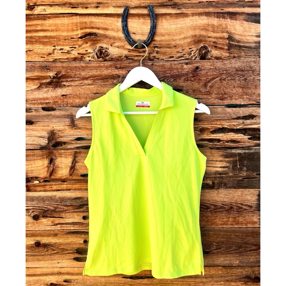 GRAND SLAM | Neon Yellow Women's Grand Slam Airflow Sleeveless Golf Polo Shirt M